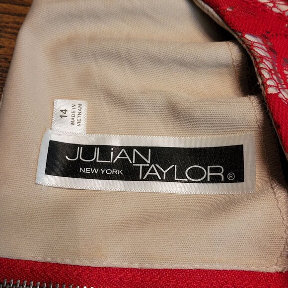 Julian Taylor New York Fit & Flare Dress Size 14 Floral Lace Cap Sleeve Coquette - Picture 3 of 8